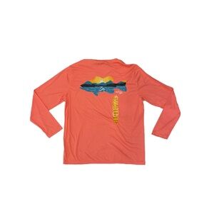 Vibrant Coral Long Sleeve Graphic. Real Life Fishing Shirt. Item# 11110